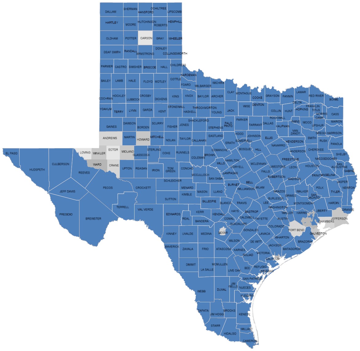 Texas all coop counties